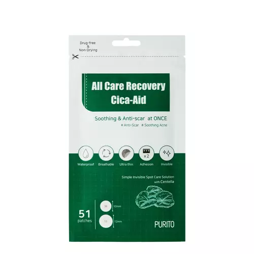 Purito - All Care Recovery Cica - Aid - Cica pleistras nuo odos trūkumų - 51vnt