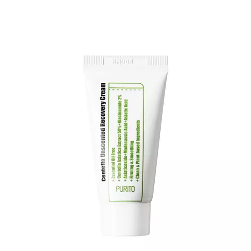 Purito - Centella Unscented Recovery Cream Mini - Regeneruojamasis kremas be kvapiųjų medžiagų su Centella Asiatica - 12ml