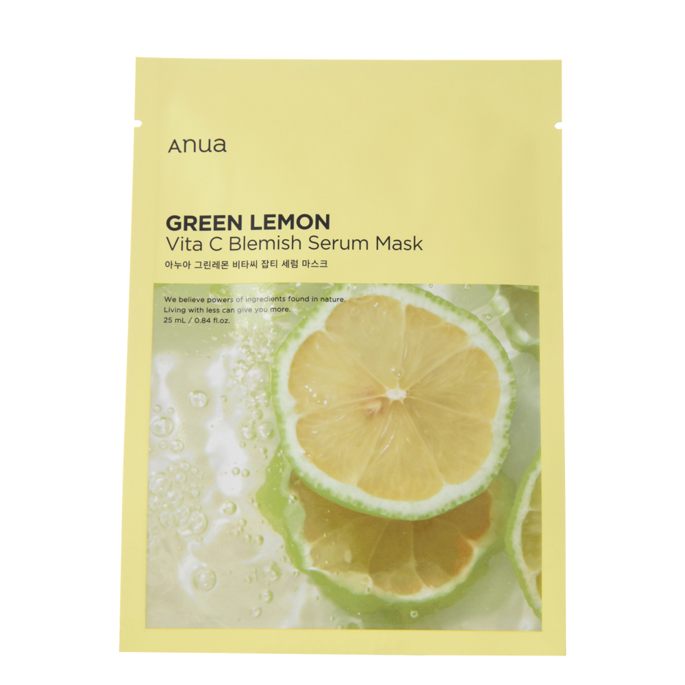 Anua - Green Lemon Vita C Blemish Serum Mask – Skaistinamoji Lakštinė Veido Kaukė – 1 vnt. / 25 ml