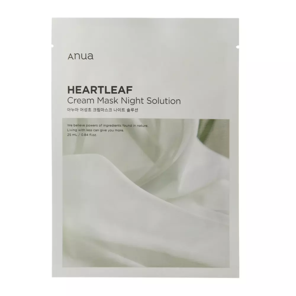 Anua - Heartleaf Cream Mask Night Solution – Raminamoji Lakštinė Kaukė su Stimbure – 1 vnt. / 25 ml