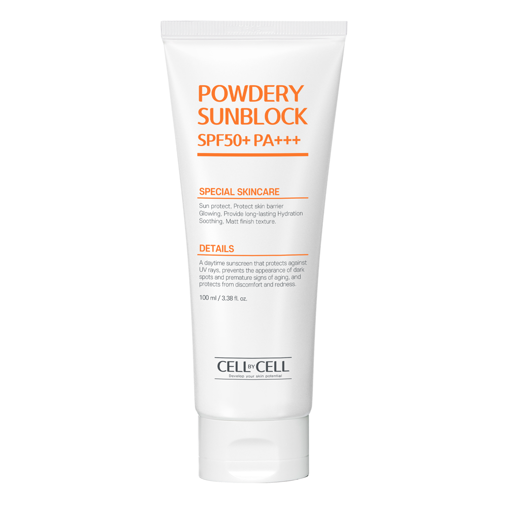 Cell by Cell - Powdery Sun Block Cream SPF50+ PA+++ – Apsauginis Kremas nuo Saulės su Pudriniu Efektu – 100 ml