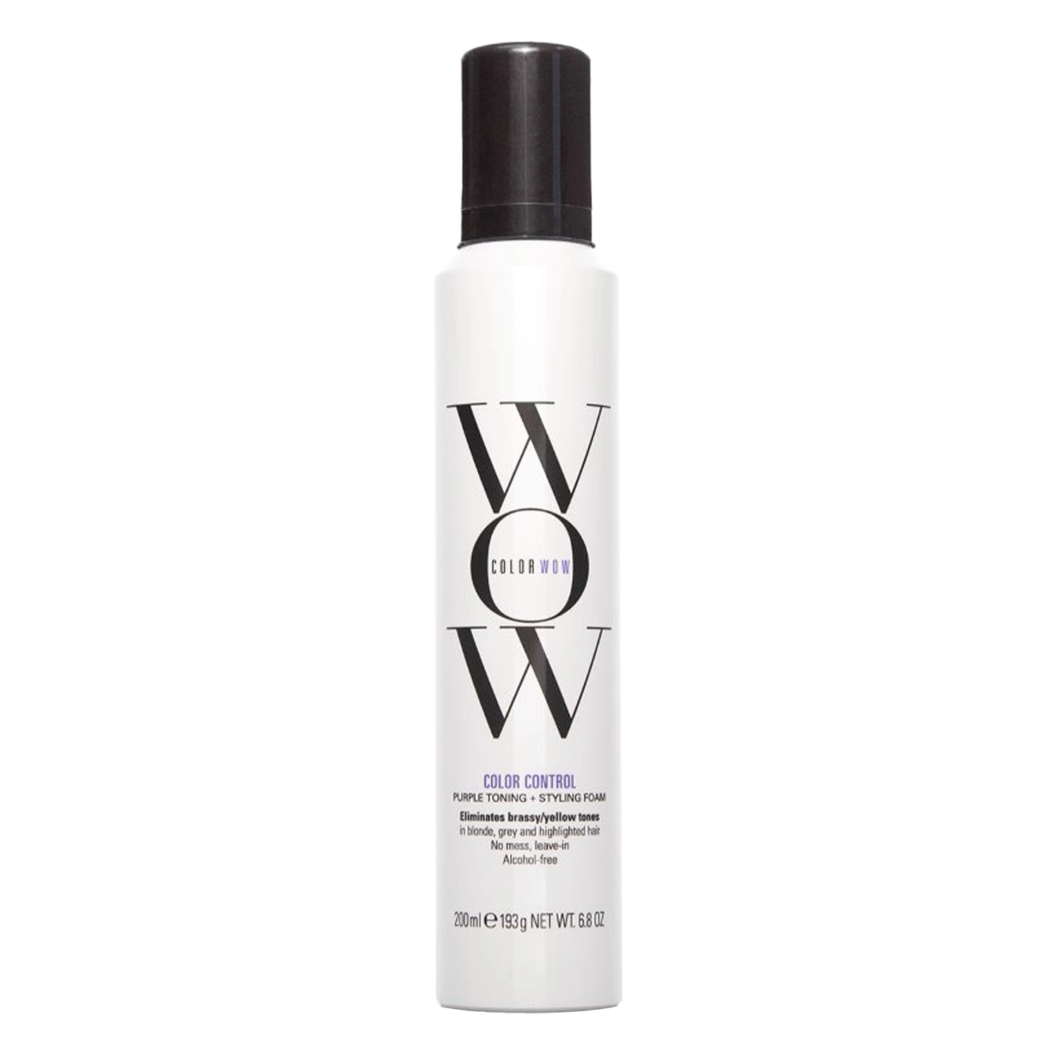 Color Wow - Color Control Purple Toning and Styling Foam – Geltoną Atspalvį Neutralizuojančios Plaukų Putos – Šviesūs Plaukai – 200 ml