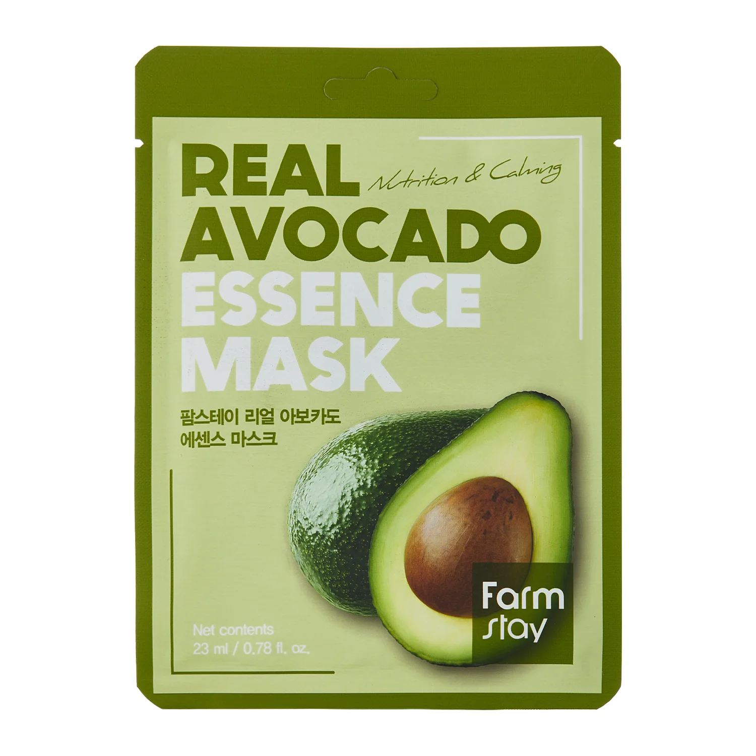 Farmstay - Real Avocado Essence Mask – Maitinamoji ir Raminamoji Lakštinė Kaukė su Avokadais – 1 vnt. (23 ml)