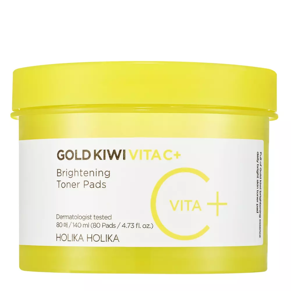 Holika Holika - Gold Kiwi Vita C Plus Brightening Toner Pad - Šviesinančios tonizuojančios pagalvėlės - 80vnt