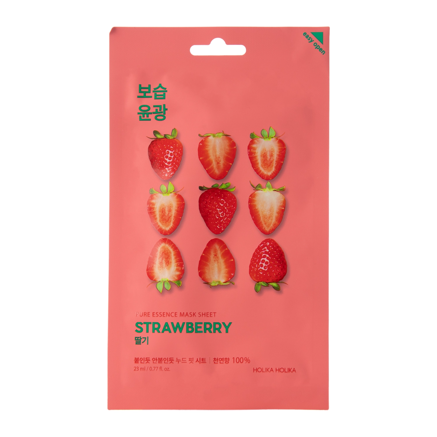 Holika Holika - Pure Essence Mask Sheet - Strawberry - Braškių ekstrakto kaukė - 23ml