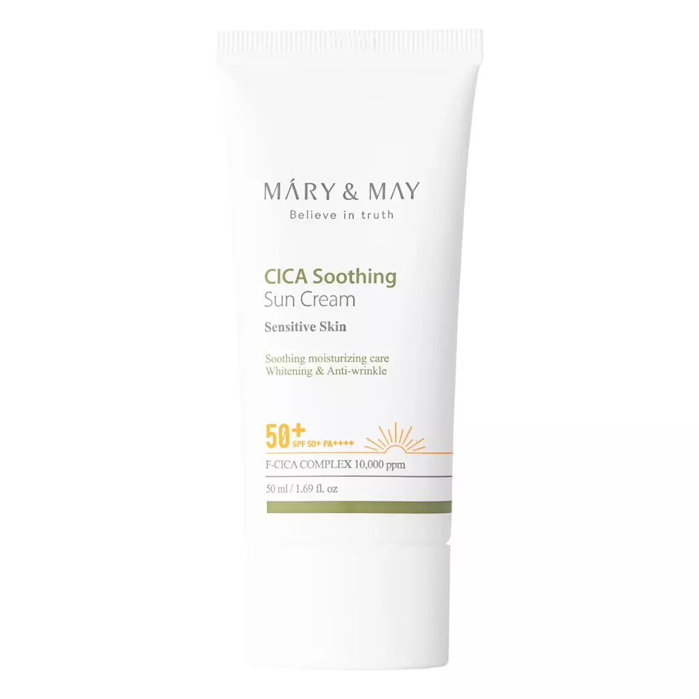 Mary&May - Cica Soothing Sun Cream SPF50+/PA++++ - Raminamasis Drėkinamasis Kremas su Apsauga nuo Saulės - 50ml