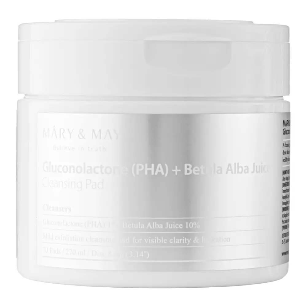 Mary&May - Gluconolactone (PHA)+Betula Alba Juice Cleansing Pad - Valomosios ir Šveičiamosios Veido Pagalvėlės - 70vnt.