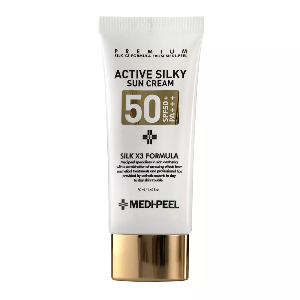 Medi-Peel - Active Silky Sun Cream SPF50+ PA+++ – Veido Kremas nuo Raukšlių su SPF ir Peptidais – 50 ml