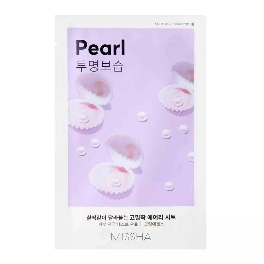 Missha - Airy Fit Sheet Mask - Pearl - Šviesinanti Lakštinė Veido Kaukė - 19 g