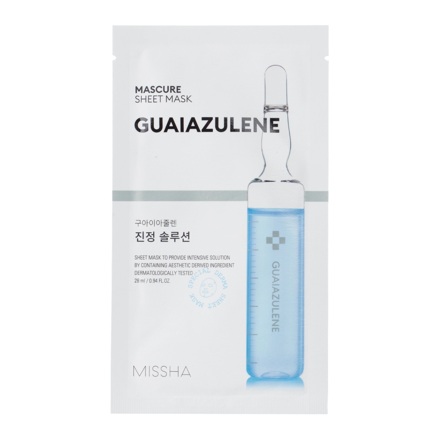 Missha - Mascure Guaiazulene lakštinė kaukė - raminanti veido kaukė - 28ml