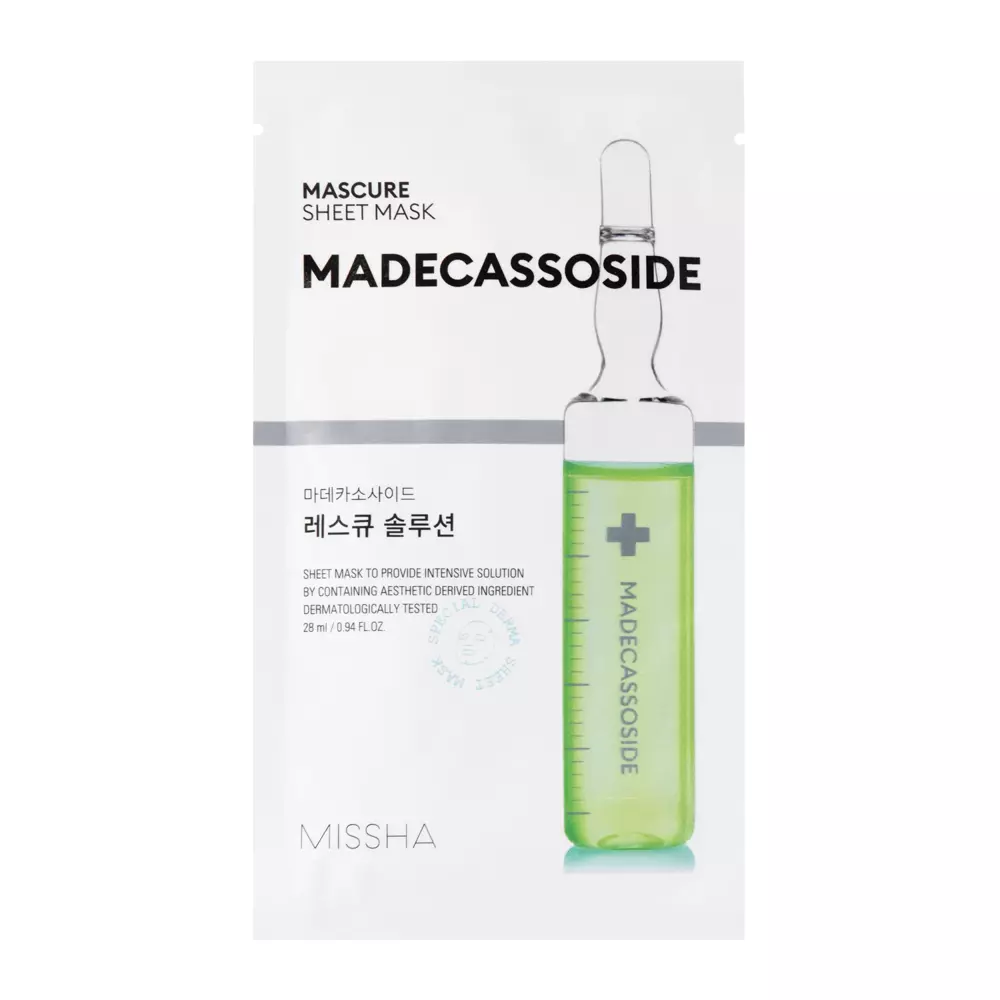 Missha - Mascure Rescue Solution Sheet Mask - Madecassoside - Švelninanti Lakštinė Veido Kaukė - 28 ml