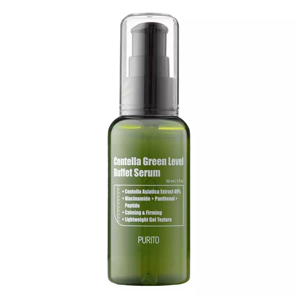 Purito - Centella Green Level Buffet Serum - Veido serumas su peptidais ir azijinės centelės ekstraktu - 60ml