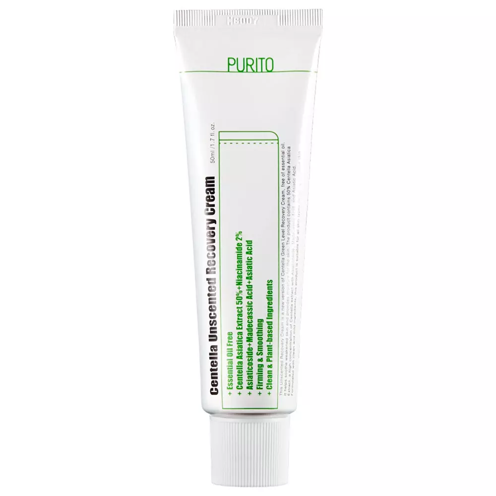 Purito - Centella Unscented Recovery Cream - Centella Asiatica regeneruojamasis kremas be kvapiųjų medžiagų - 50ml