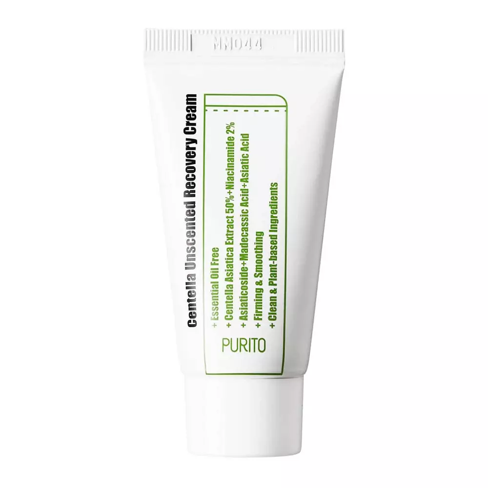 Purito - Centella Unscented Recovery Cream Mini - Regeneruojamasis kremas be kvapiųjų medžiagų su Centella Asiatica - 12ml