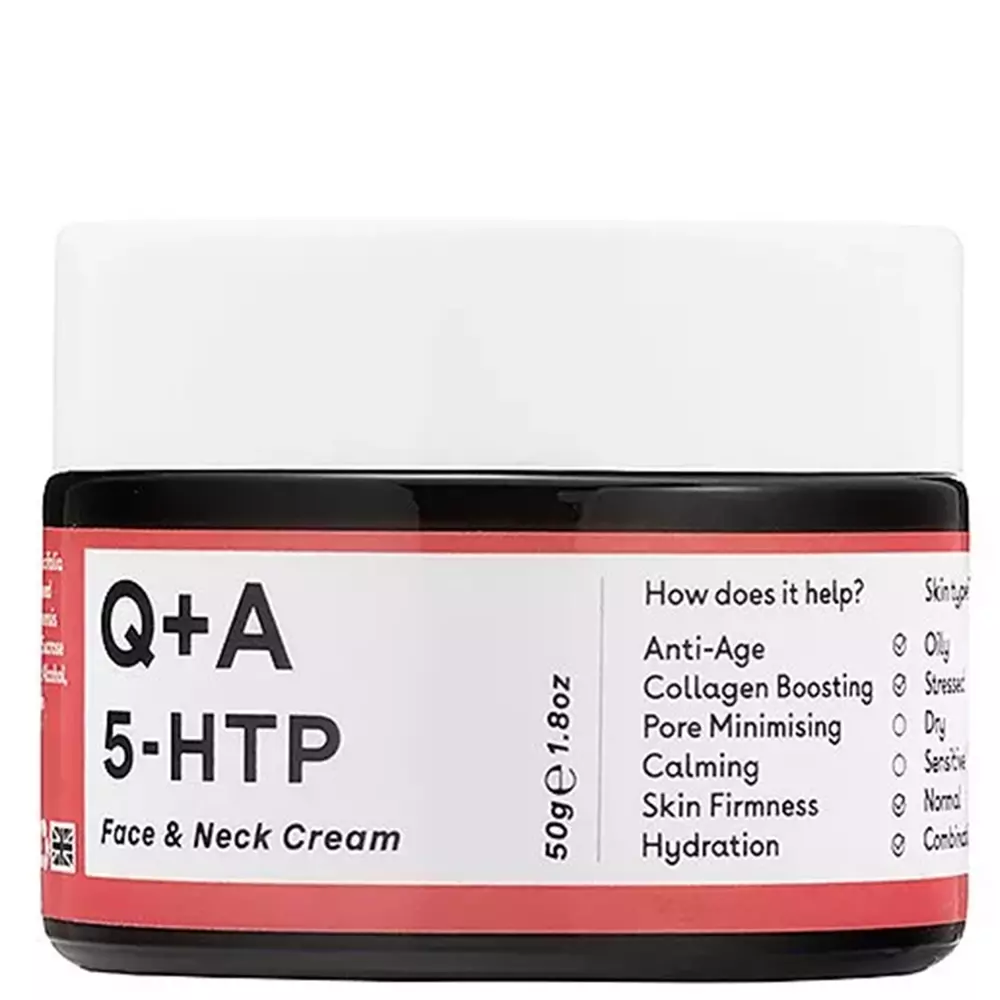 Q+A - 5-HTP - Face&Neck Cream - Stangrinamasis veido ir kaklo kremas su aminorūgštimi 5-HTP - 50ml