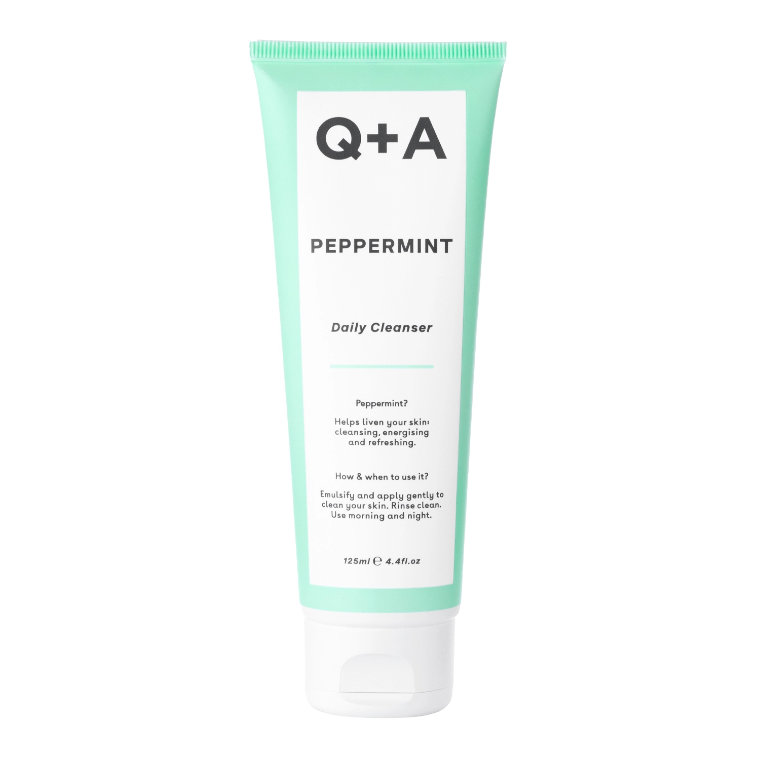 Q+A - Peppermint - Daily Cleanser - Raminamasis ir valomasis veido prausiklis su pipirmėtėmis - 125ml