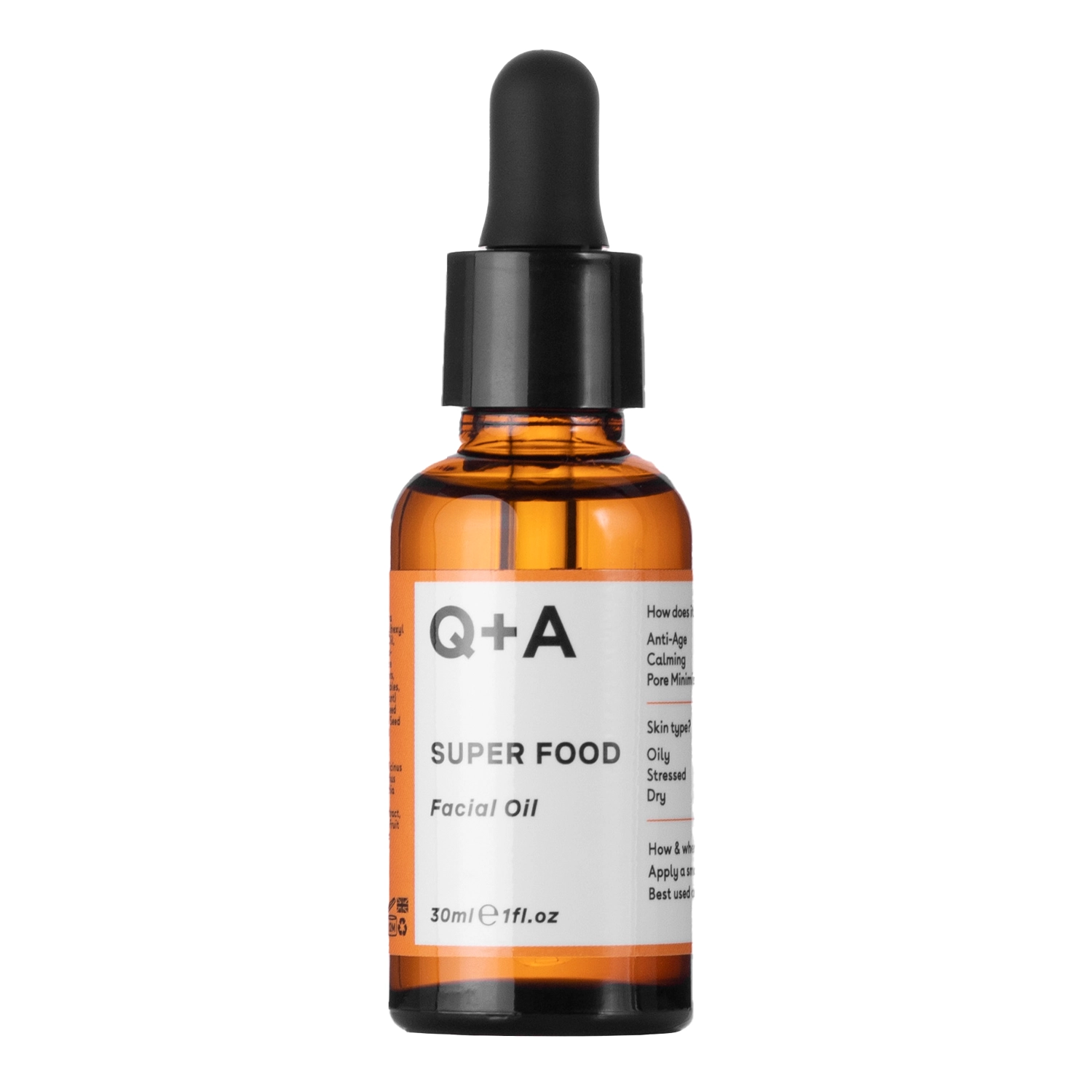 Q+A - Super Food - Facial Oil - Atgaivinantis veido aliejus 