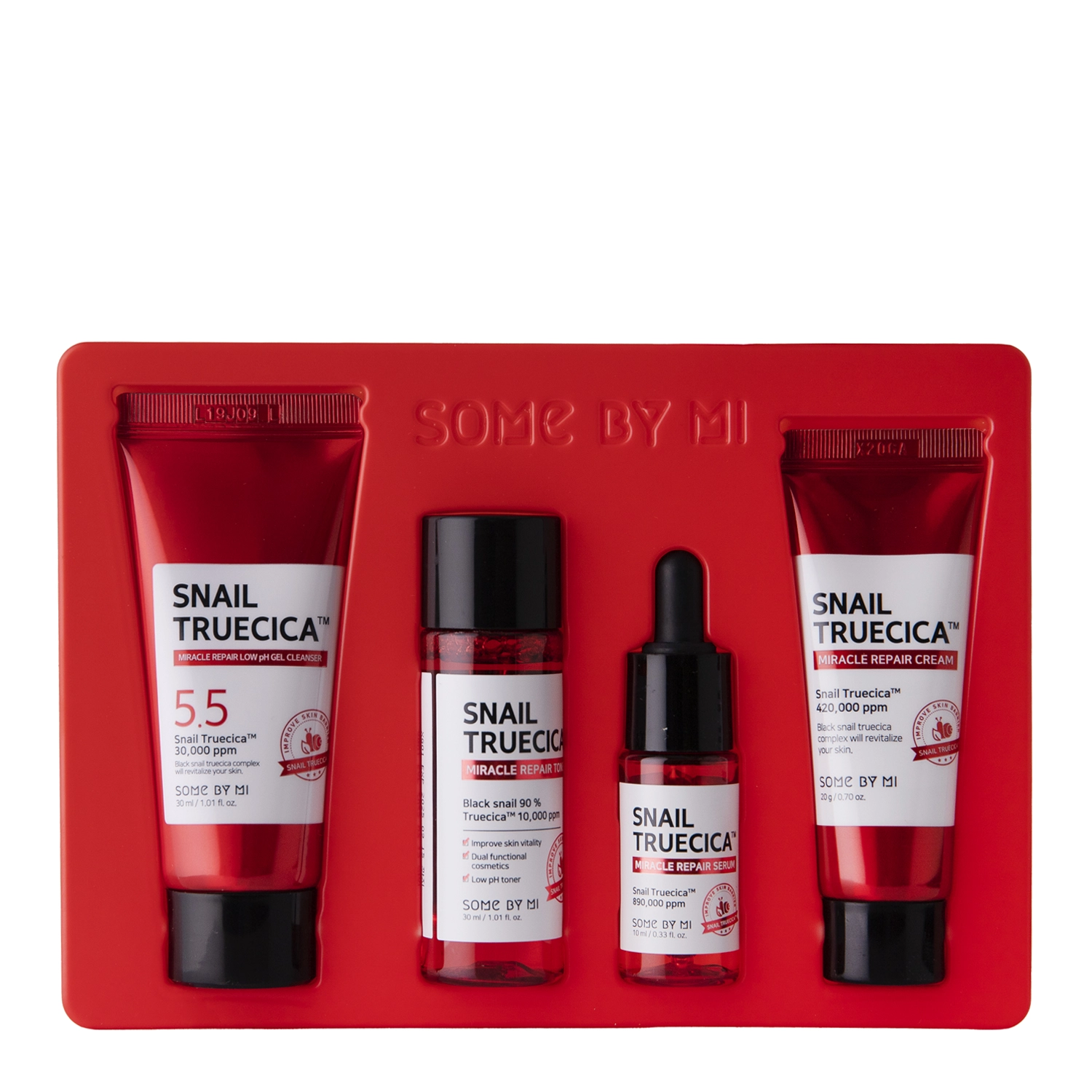 Some By Mi - Snail Truecica Miracle Repair Starter Kit - Kosmetikos rinkinys probleminei odai