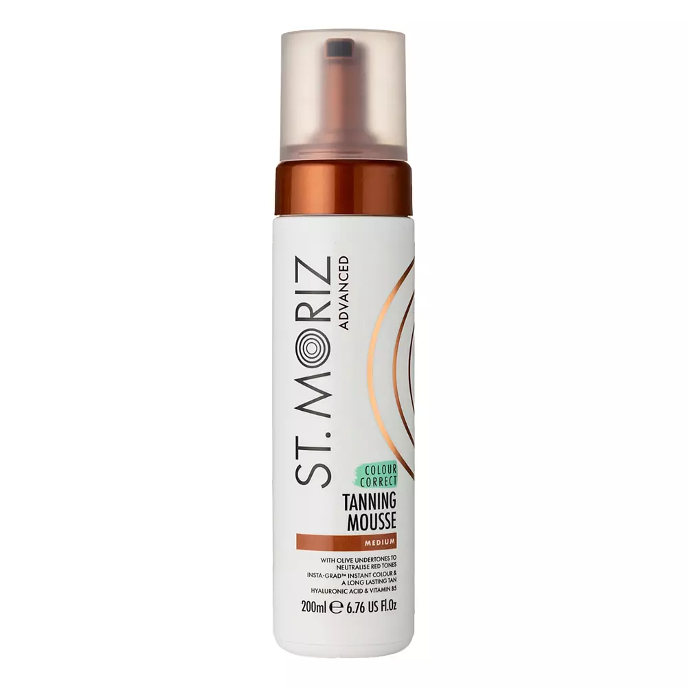 St. Moriz - Advanced - Colour Correct Tanning Mousse - Medium – Savaiminio Įdegio Putos Vidutinio Intensyvumo Atspalvio – 200 ml