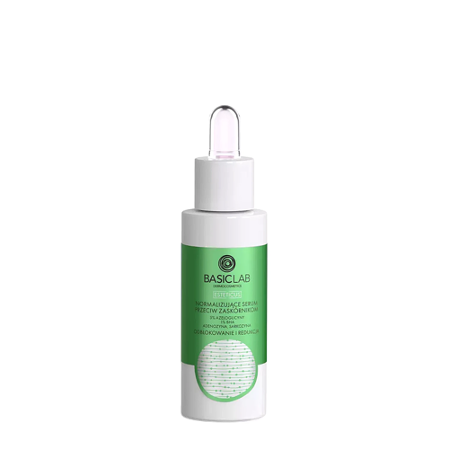 BasicLab – Atkemšantis ir Mažinantis – Normalizuojantis Serumas nuo Inkštirų su 5 % Azeloglicinu ir 1 % BHA – 30 ml