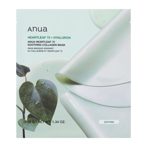 Anua - Heartleaf 70 Soothing Collagen Mask - Raminamoji Lakštinė Kaukė su Kolagenu - 38g