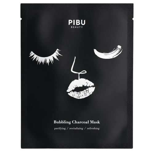 PIBU Beauty - Bubbling Charcoal Mask - Putojanti Lakštinė Kaukė Veidui su Aktyvuota Anglimi - 27ml
