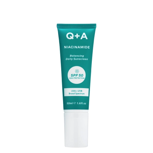Q+A - Niacinamide SPF50 Balancing Facial Sunscreen - Balansuojantis Apsauginis Kremas nuo Saulės Veidui su Niacinamidu ir SPF50 - 50ml