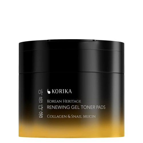 KORIKA - Korean Heritage Collagen & Snail Mucin Renewing Gel Toner Pads - Geliniai Veido Padeliai su Kolagenu ir Sraigių Mucinu - 70vnt