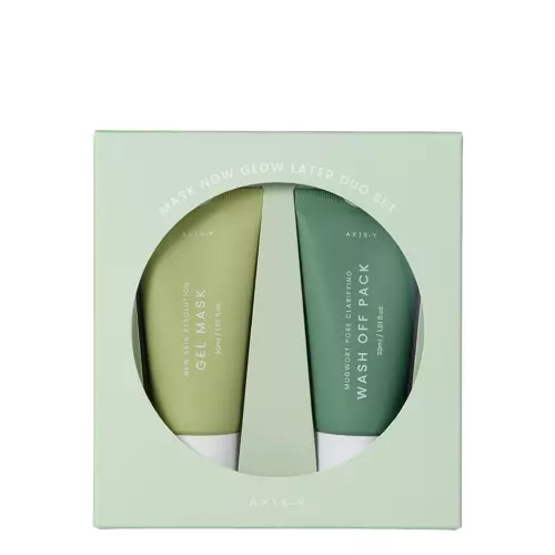 Axis-y - Mask Now Glow Later Duo Set – Valomoji Veido Kaukė 30 ml + Vėsinamoji Veido Kaukė 30 ml