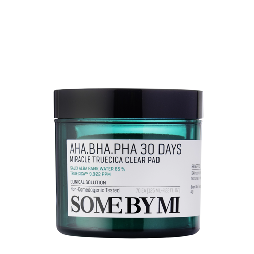 Some By Mi - AHA BHA PHA 30 Days Miracle Truecica Clear Pad – Probleminės Odos Šveitimo Padeliai – 70 vnt.