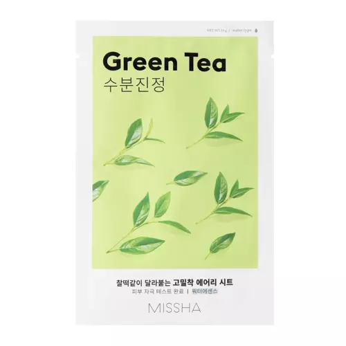 Missha - Airy Fit Sheet Mask - Green Tea - Drėkinamoji Lakštinė Veido Kaukė - 19 g