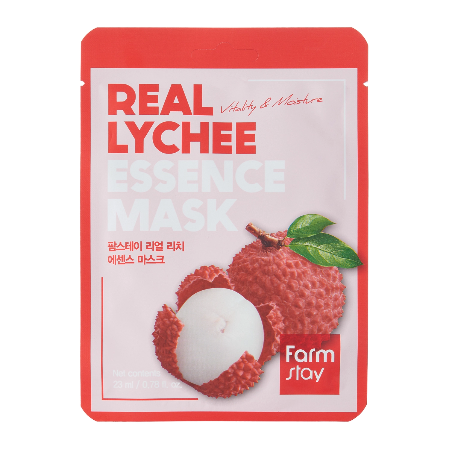 Farmstay - Real Lychee Essence Mask - Відновлювальна тканинна маска з екстрактом лічі - 23ml/1шт.