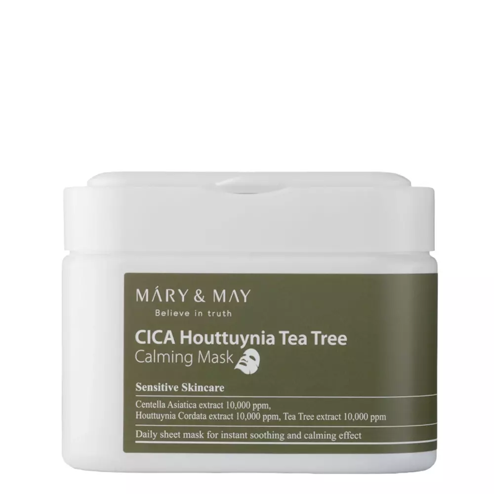 Mary&May - Заспокійливі маски з екстрактом чайного дерева - Cica Houttuynia Tea Tree Calming Mask - 30шт