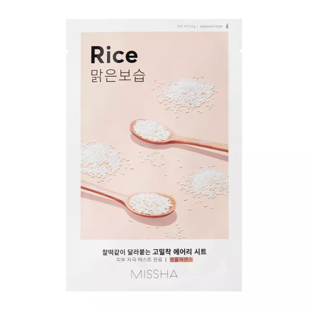 Missha - Airy Fit Sheet Mask - Rice - Розгладжувальна тканинна маска з екстрактом рису - 19g 