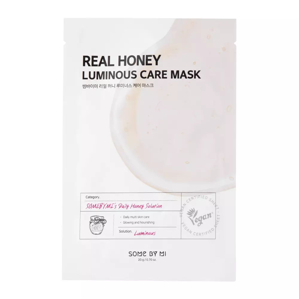 Some By Mi - Тканинна маска з екстрактом меду для сяйва шкіри обличчя - Real Honey Luminous Care Mask - 20g