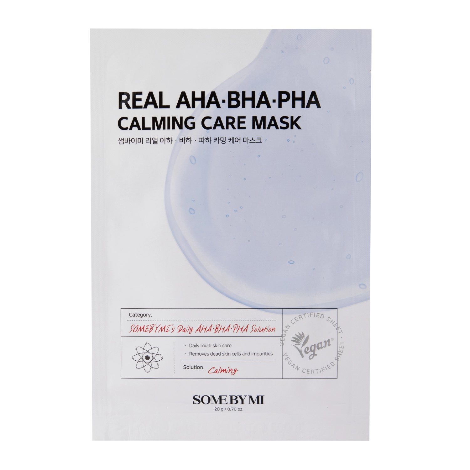 Some By Mi - Заспокійлива тканинна маска з кислотами - Real AHA BHA PHA Calming Care Mask - 20g